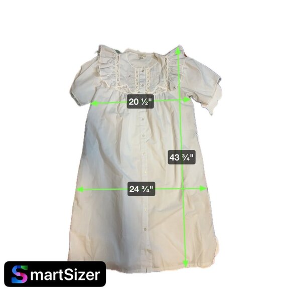 Vintage Claudia Barnes Nightgown Ruffled Lace Smocking Blue Button Front Size M - Picture 9 of 10